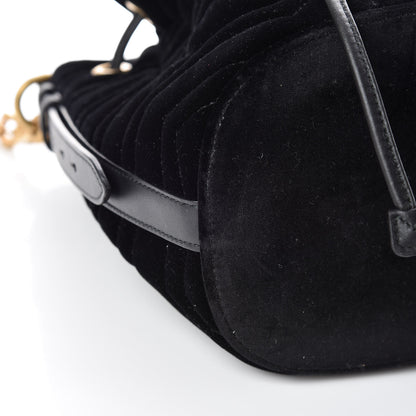 Gucci Velvet Matelasse GG Marmont Bucket Bag Black 5 of 9