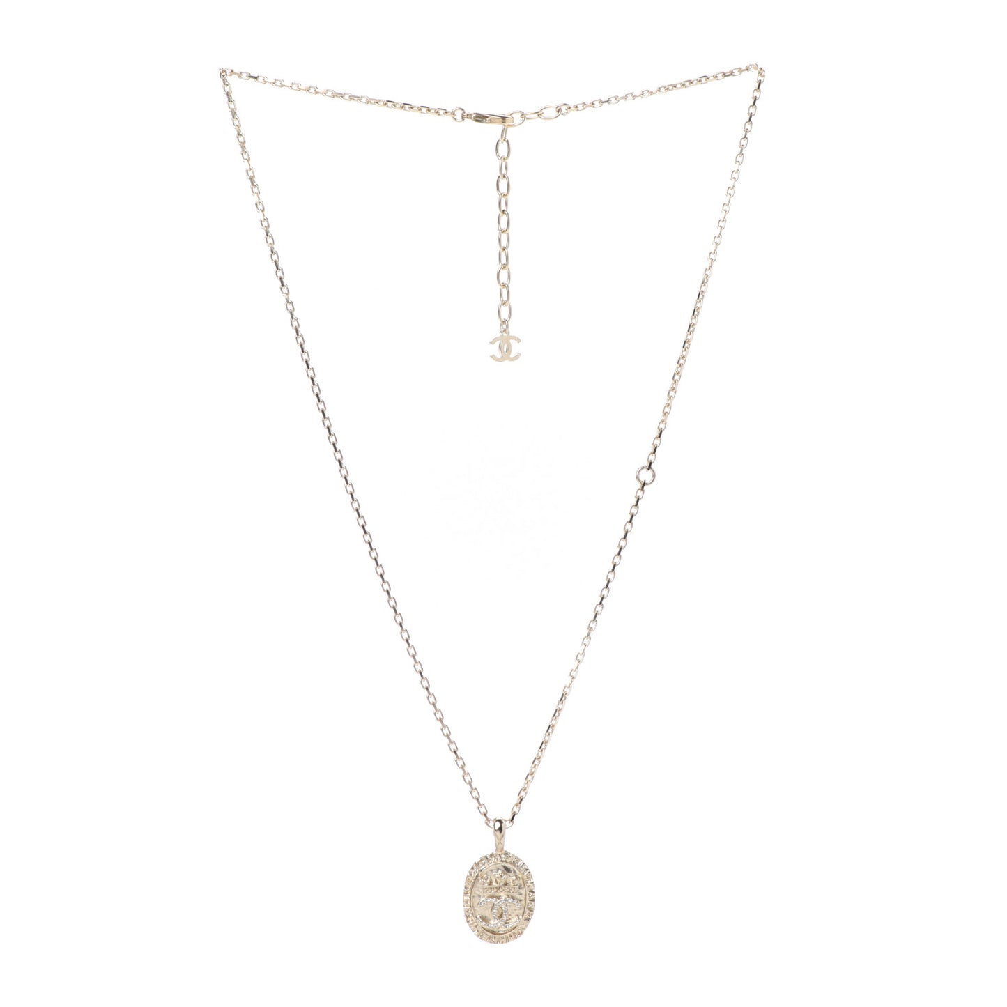 Crystal CC Medallion Necklace Gold