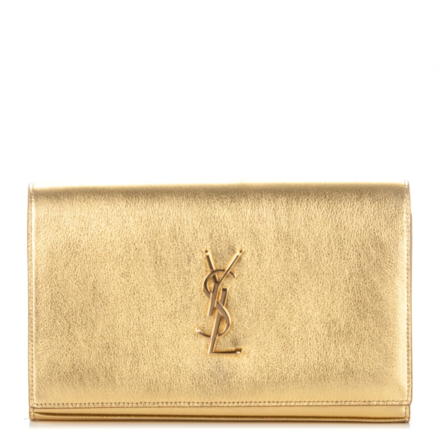 Metallic Calfskin Monogram Chain Wallet Gold