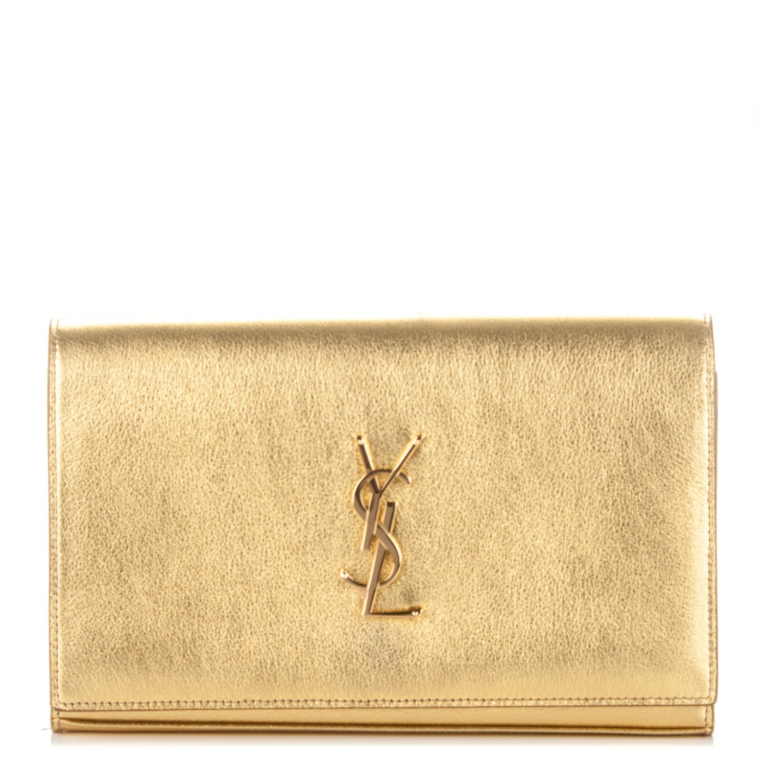Saint Laurent Metallic Calfskin Monogram Chain Wallet Gold 1 of 8