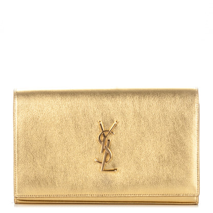 Saint Laurent Metallic Calfskin Monogram Chain Wallet Gold 1 of 8