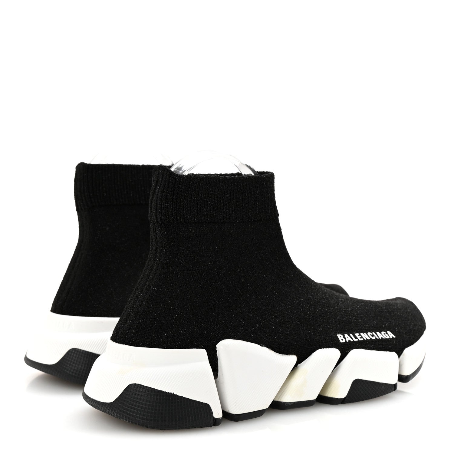 Balenciaga Laminated Knit Bi-Color Sole Womens Speed 2.0 Sneakers 37 Black White 5 of 9