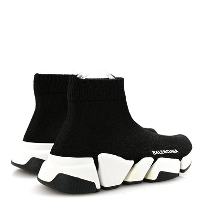 Balenciaga Laminated Knit Bi-Color Sole Womens Speed 2.0 Sneakers 37 Black White 5 of 9