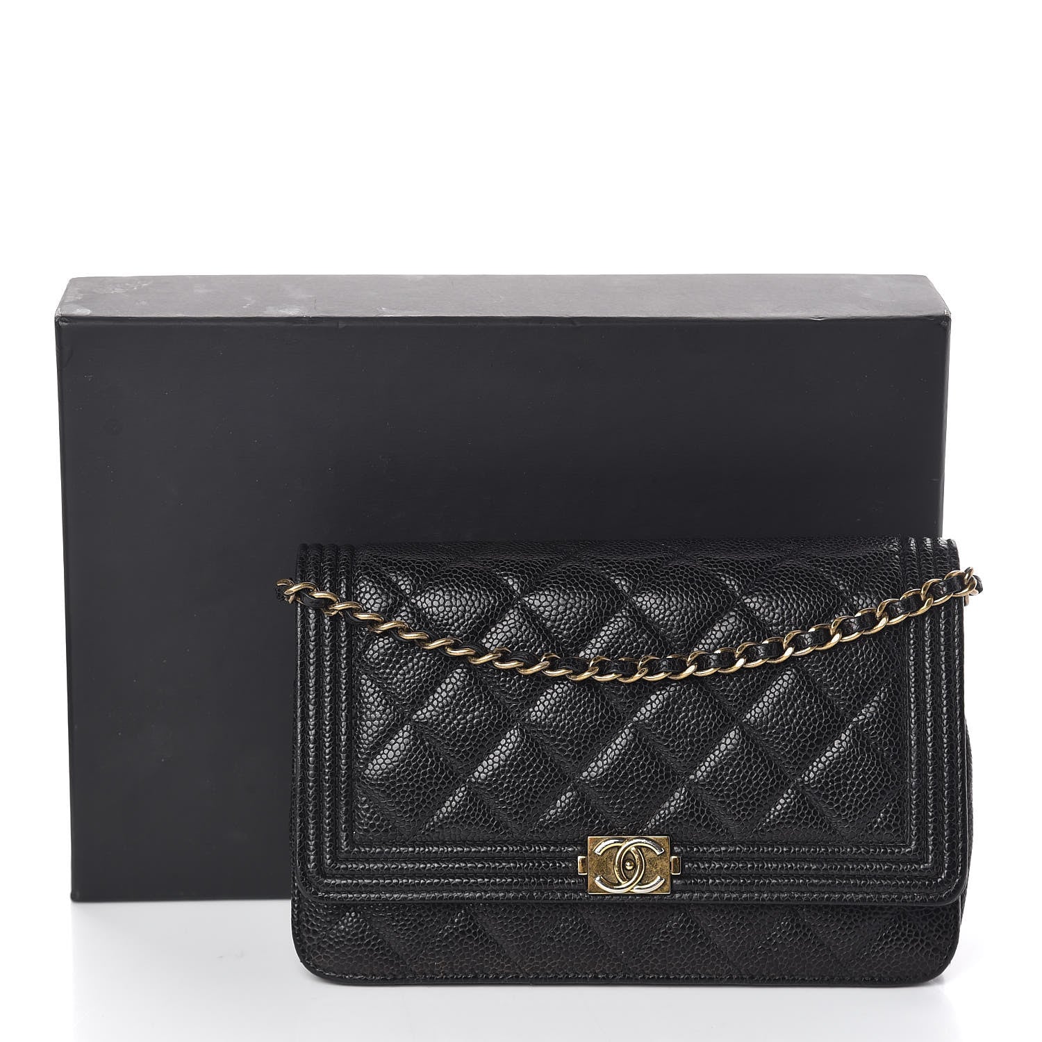 Chanel Caviar Quilted Boy Wallet On Chain WOC Black 14 of 14