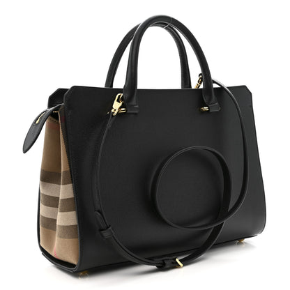 Burberry Calfskin Mega Check Small Banwell Tote Black 3 of 9