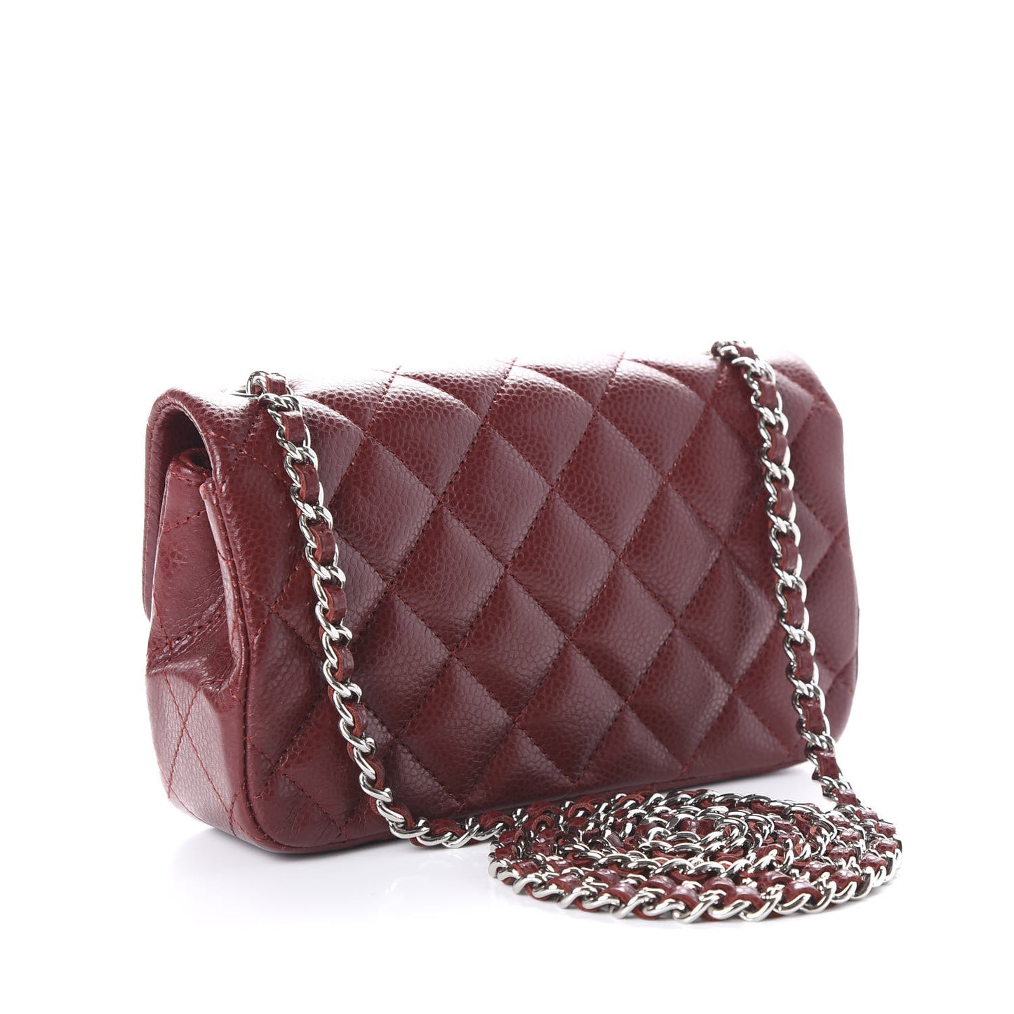 Caviar Quilted Extra Mini Flap Burgundy