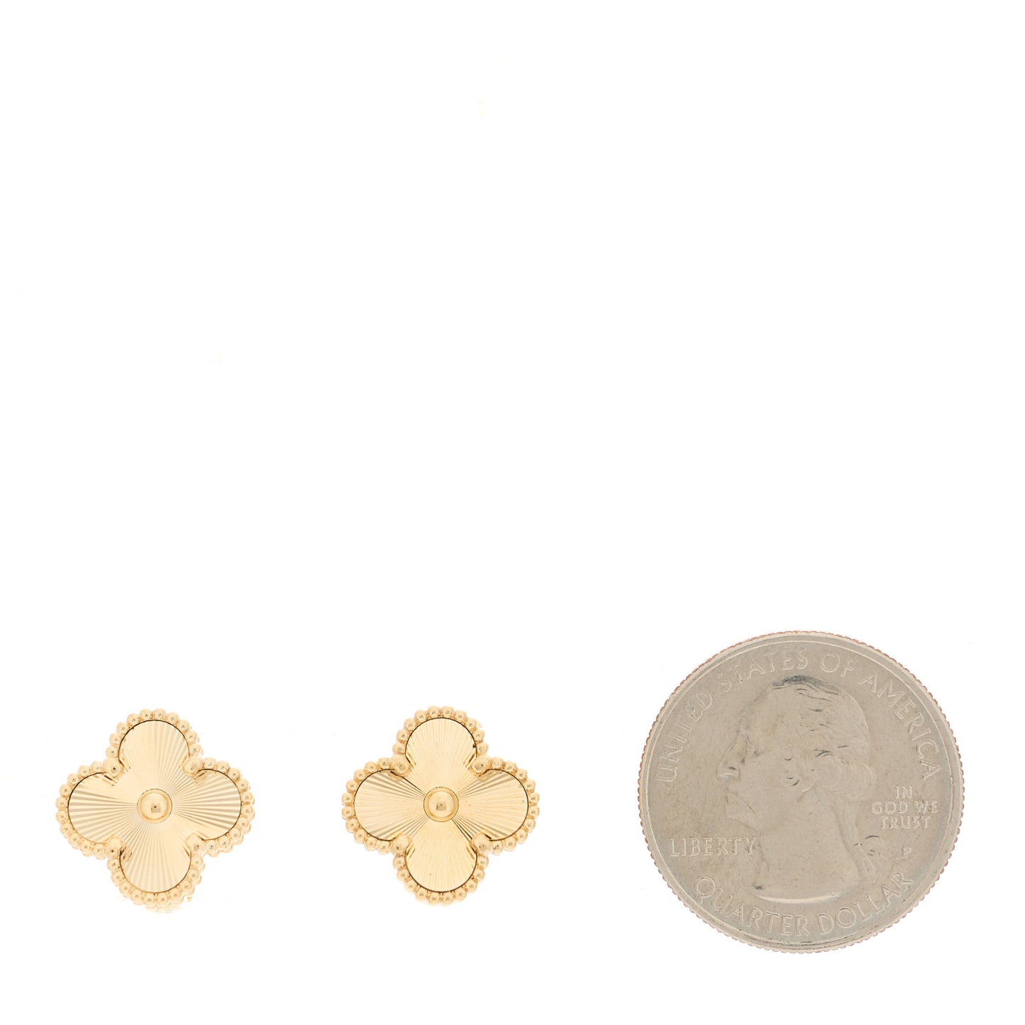 18K Yellow Gold Guilloche Vintage Alhambra Earrings