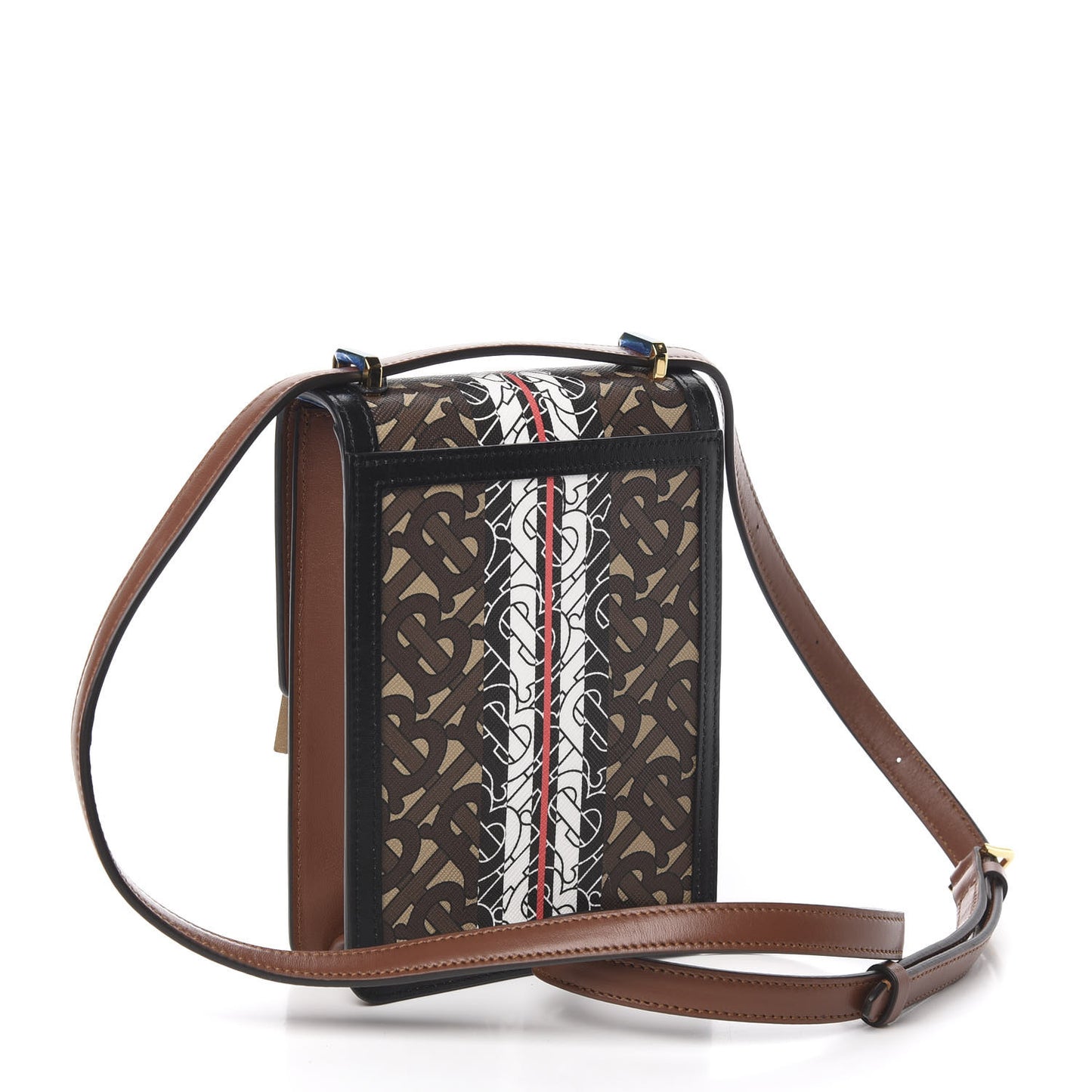 E-Canvas Monogram Stripe Robin Bag Bridle Brown