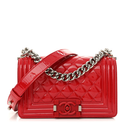 Chanel Patent Calfskin Quilted Small Plexiglass Boy Flap Red 1 of 10