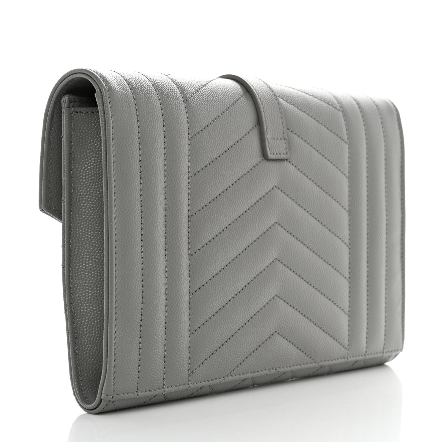 Grain De Poudre Textured Mixed Matelasse Triquilt Monogram Clutch Storm