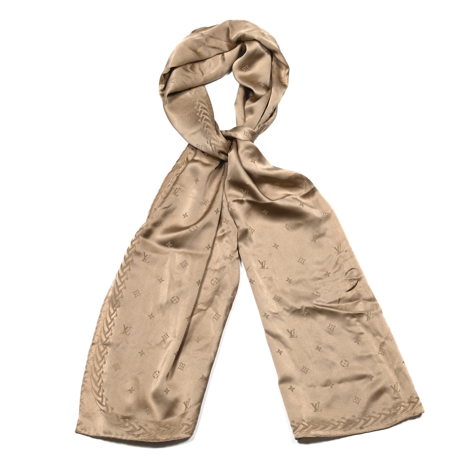 Louis Vuitton Silk LV Spotlight Monogram Stole Sable Beige 1 of 3