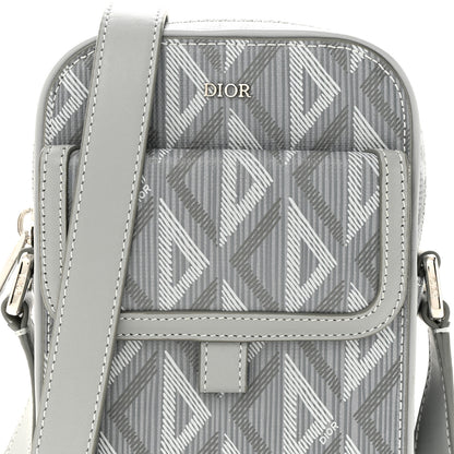 Christian Dior Coated Canvas CD Diamond Hit The Road Vertical Wallet On Strap Grey 8 of 11