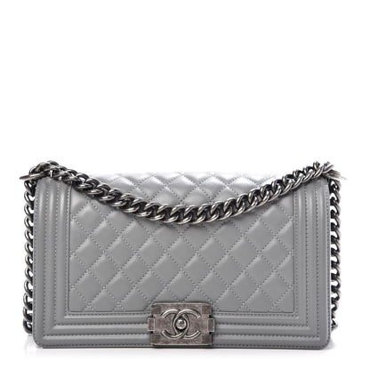 Chanel Calfskin Quilted Medium Boy Flap Grey 1 of 10