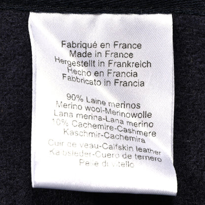 Hermes Wool Cashmere Sikkim Calfskin Reversible Camail Poncho  Navy Camail 5 of 5