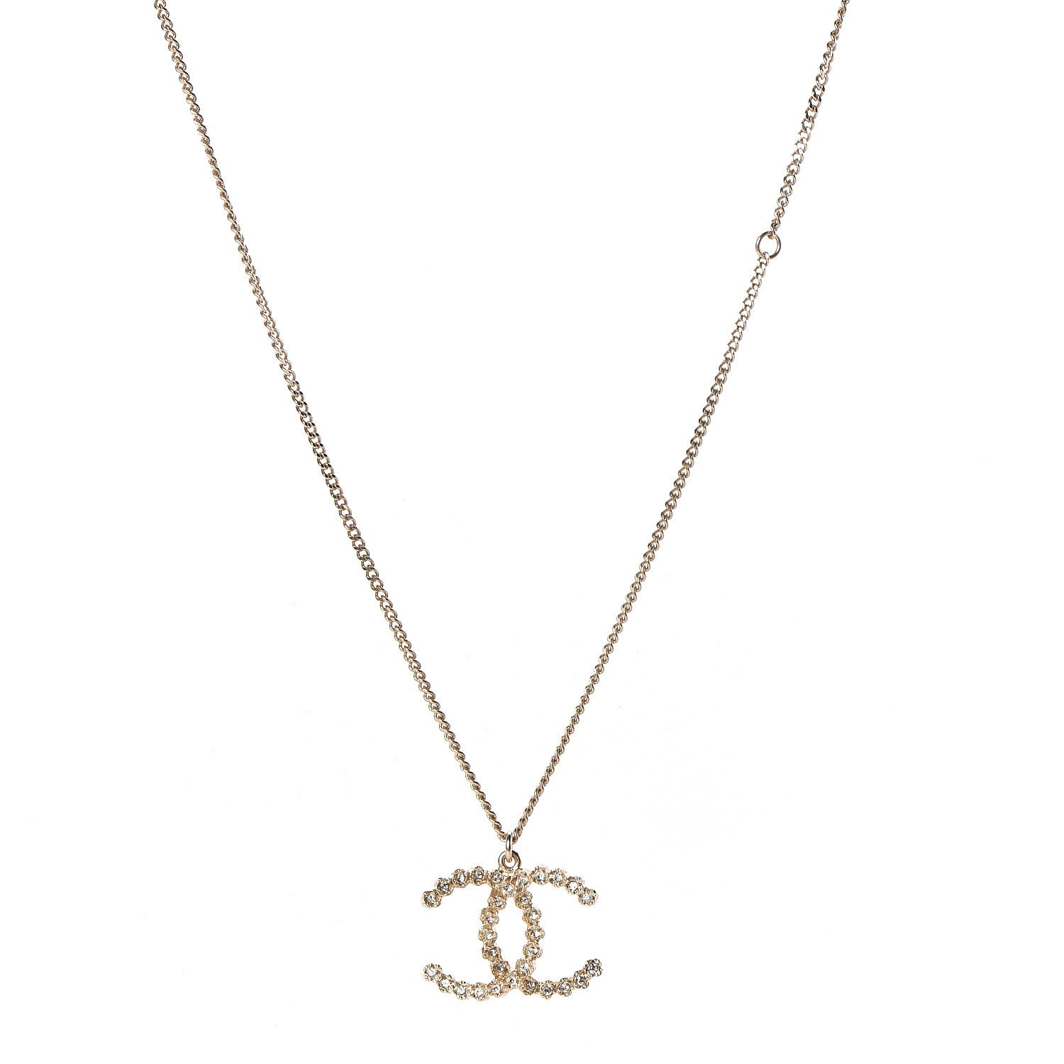 Chanel Crystal CC Pendant Necklace Gold 1 of 5