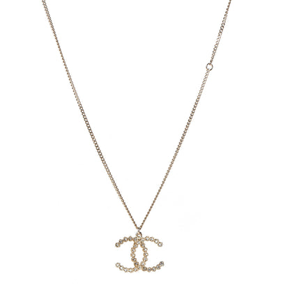 Chanel Crystal CC Pendant Necklace Gold 1 of 5