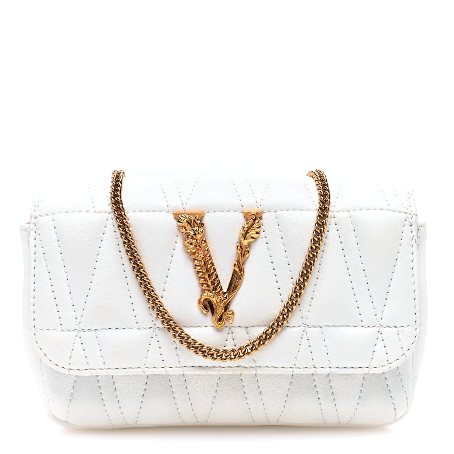 Virtus Mini Wallet Chain Crossbody White