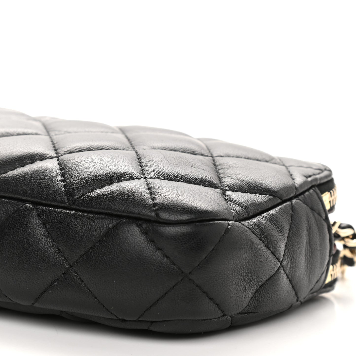 Lambskin Quilted Small Clutch With Chain Black
