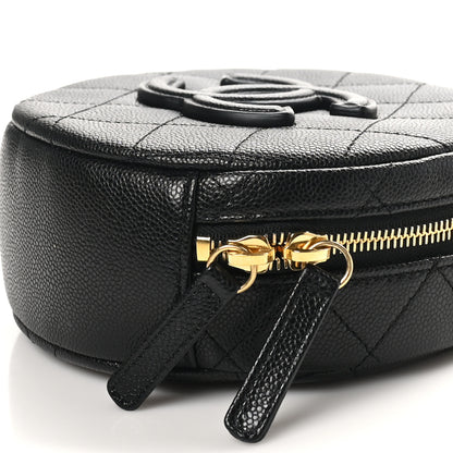 Chanel Caviar Quilted Small Round Vanity With Chain Black 10 of 10