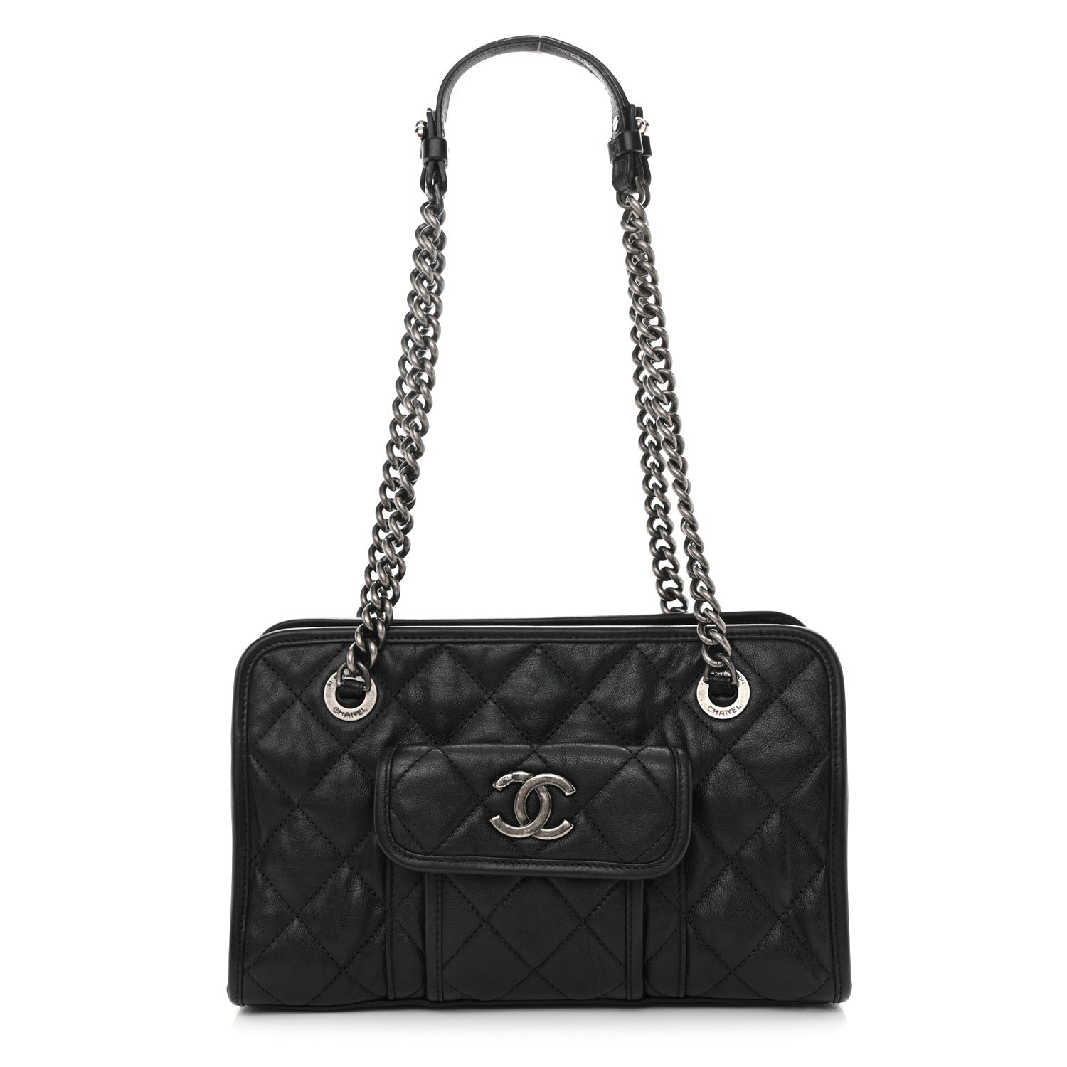 Chanel Calfskin Quilted Small Casual Riviera Zip Shoulder Bag Black 1 of 10
