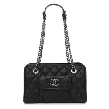 Chanel Calfskin Quilted Small Casual Riviera Zip Shoulder Bag Black 1 of 10