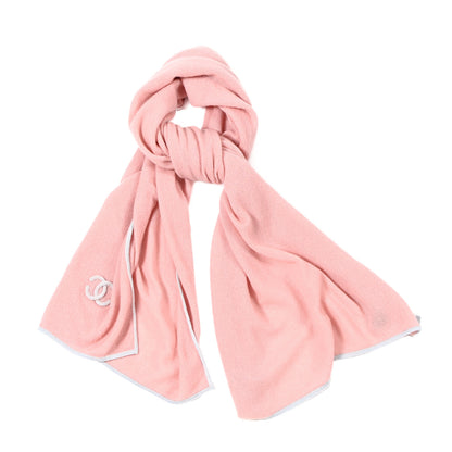 Chanel Cashmere Silk Knit CC Scarf Pink Blue 1 of 4
