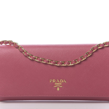 Prada Saffiano Metal Oro Chain Wallet Peonia 10 of 11