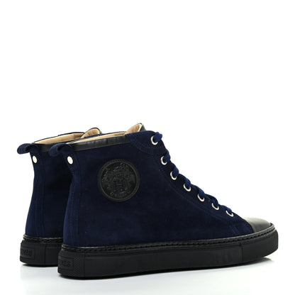 Hermes Suede Shearling Womens Jimmy High Top Sneakers 36 Navy Blue 4 of 12