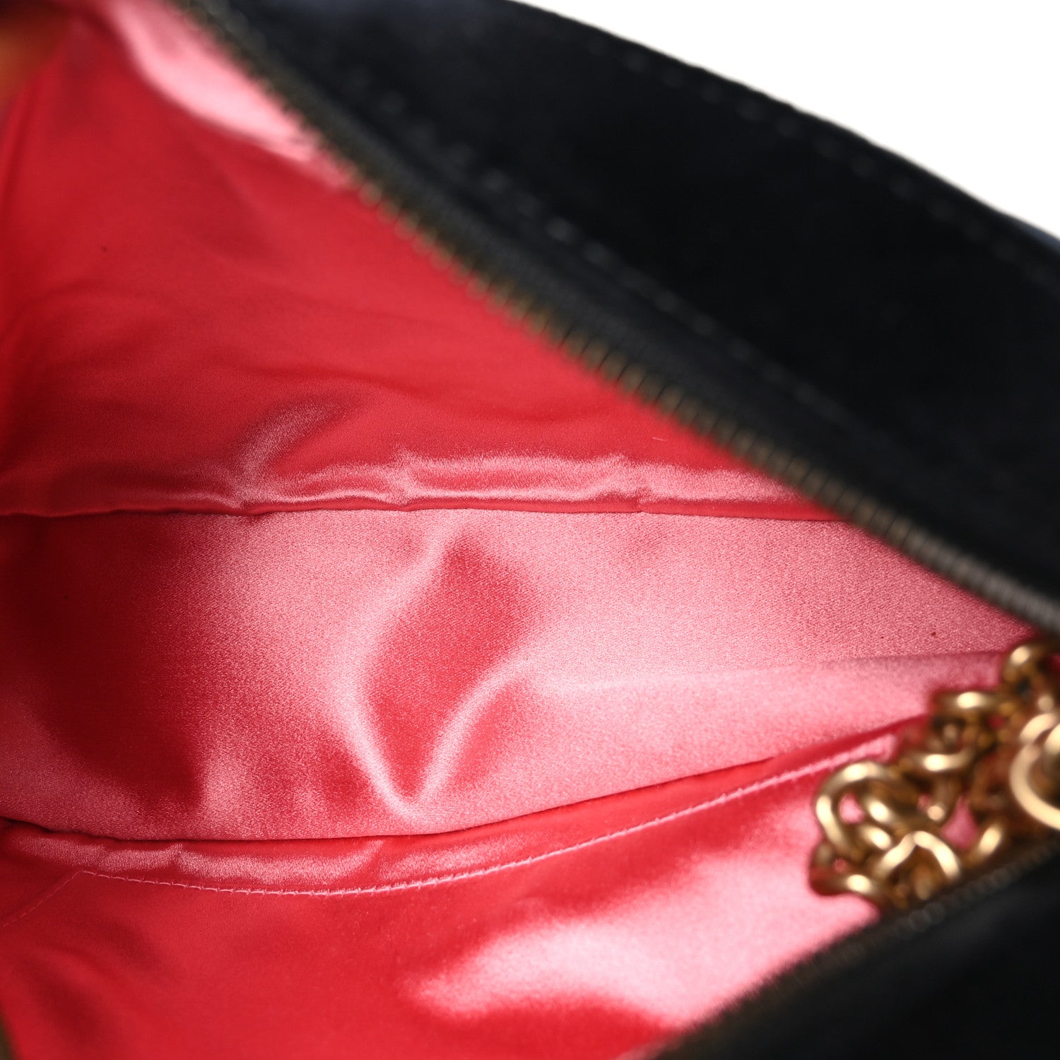 Gucci Velvet Matelasse Deer Embroidered Small GG Marmont Chain Shoulder Bag Black 5 of 11