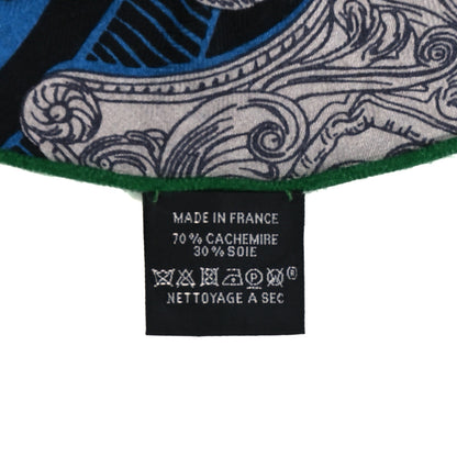 Hermes Silk Etriers Remix Application Coeur Giant Triangle Scarf Vert Black Multicolor 3 of 3