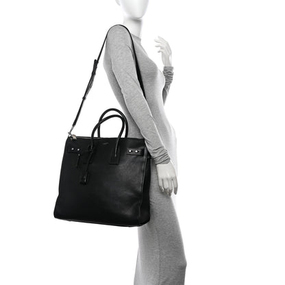 Saint Laurent Grained Calfskin Sac De Jour Souple North South Tote Black 2 of 11