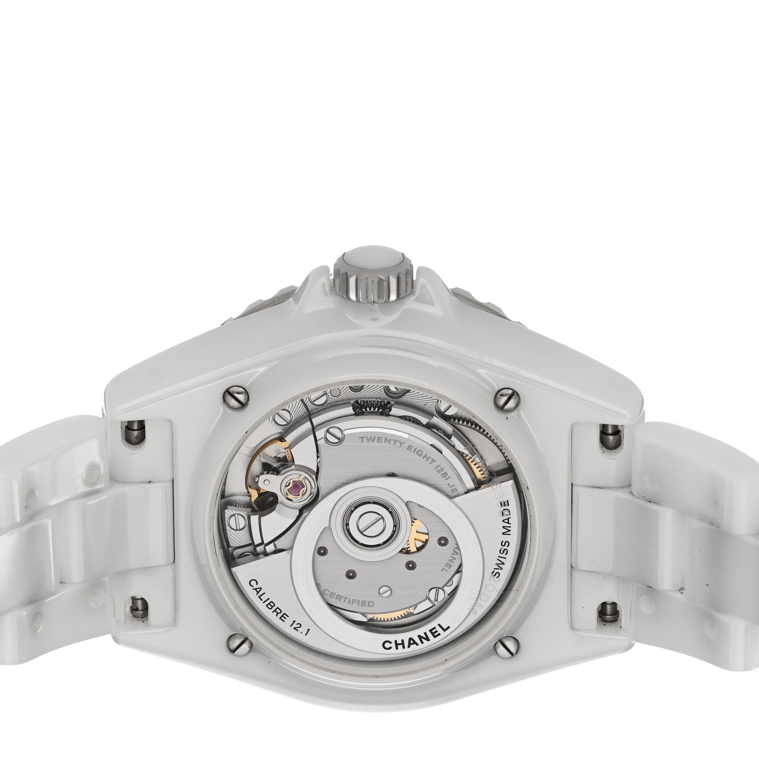 Chanel Stainless Steel Ceramic Diamond 38mm J12 Automatic Watch White 4 of 5