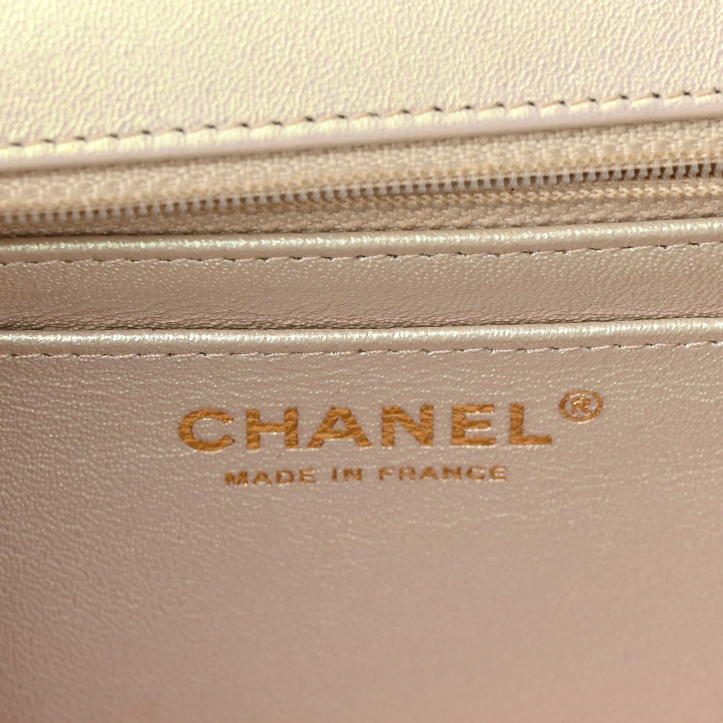 Iridescent Lambskin Quilted Mini Rectangular Flap Ivory