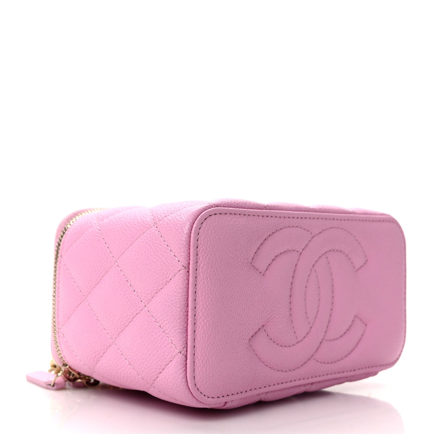 Caviar Quilted Sweetheart Vanity Case Pink