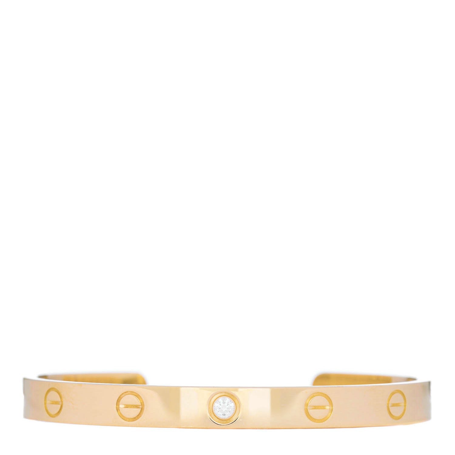 Cartier 18K Yellow Gold 1 Diamond LOVE Cuff Bracelet 17 1 of 4