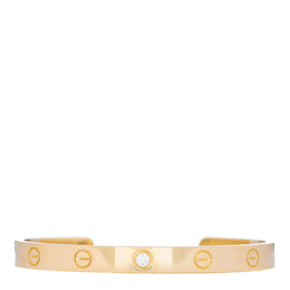 Cartier 18K Yellow Gold 1 Diamond LOVE Cuff Bracelet 17 1 of 4