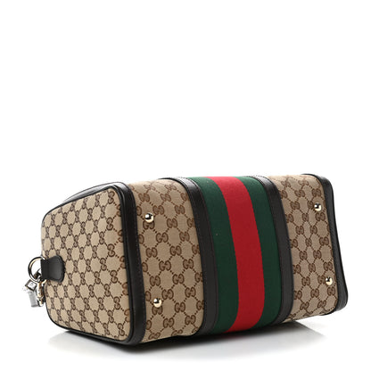 Gucci Monogram Vintage Web Medium Boston Dark Brown 3 of 4
