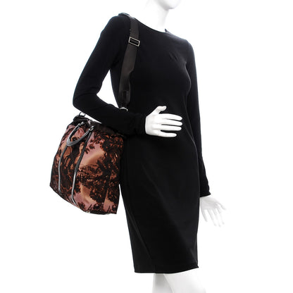 Prada Tessuto Nylon Stampato Alabastro Print Tote Pink Brown 2 of 10