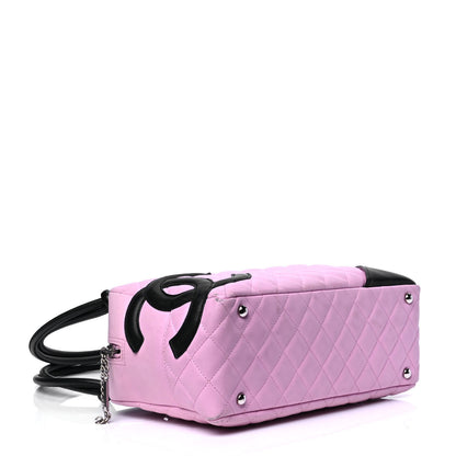 Chanel Calfskin Quilted Large Cambon Bowler Pink Black 3 of 9