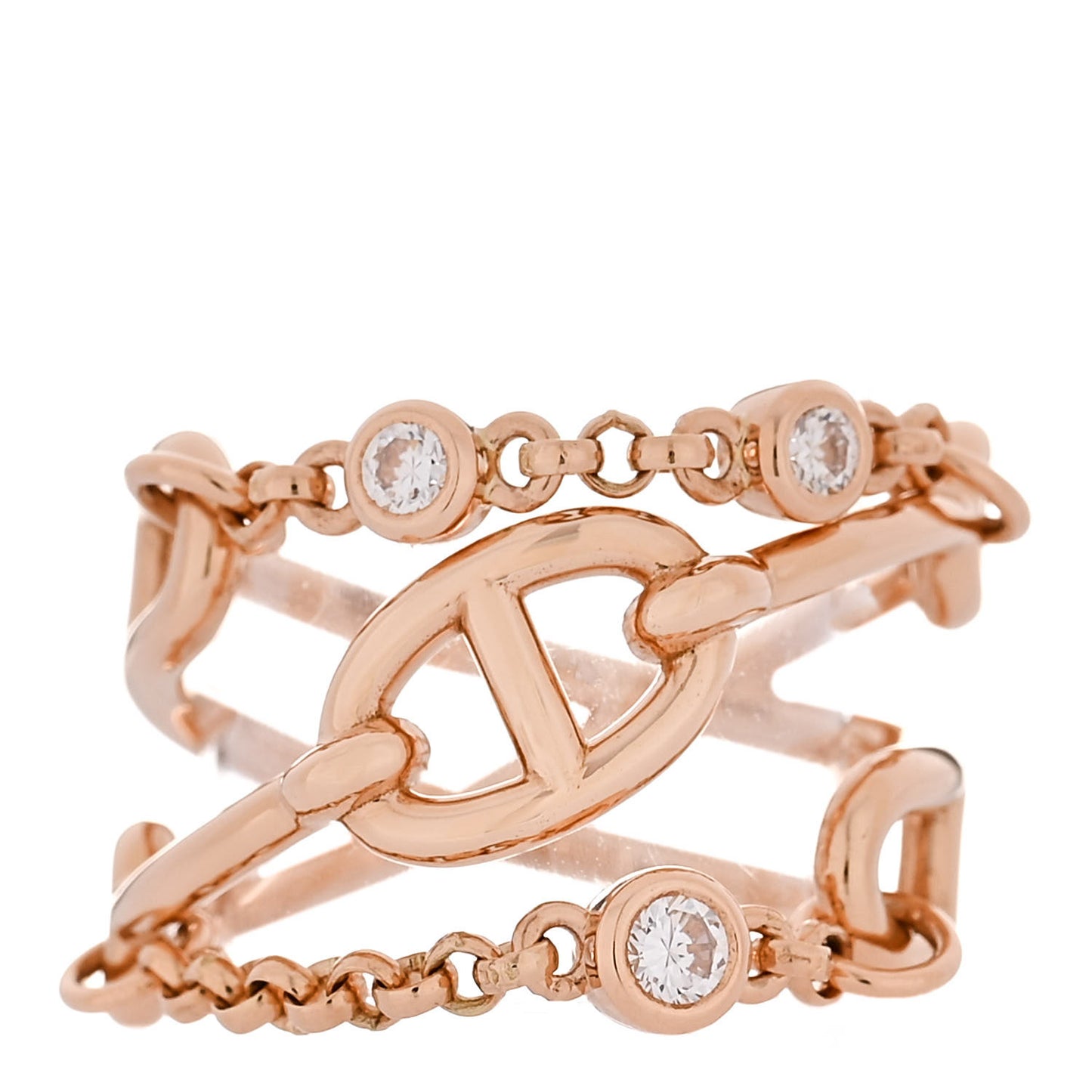 18K Rose Gold Diamond MM Chaine d'Ancre Chaos Ring 51 5.75