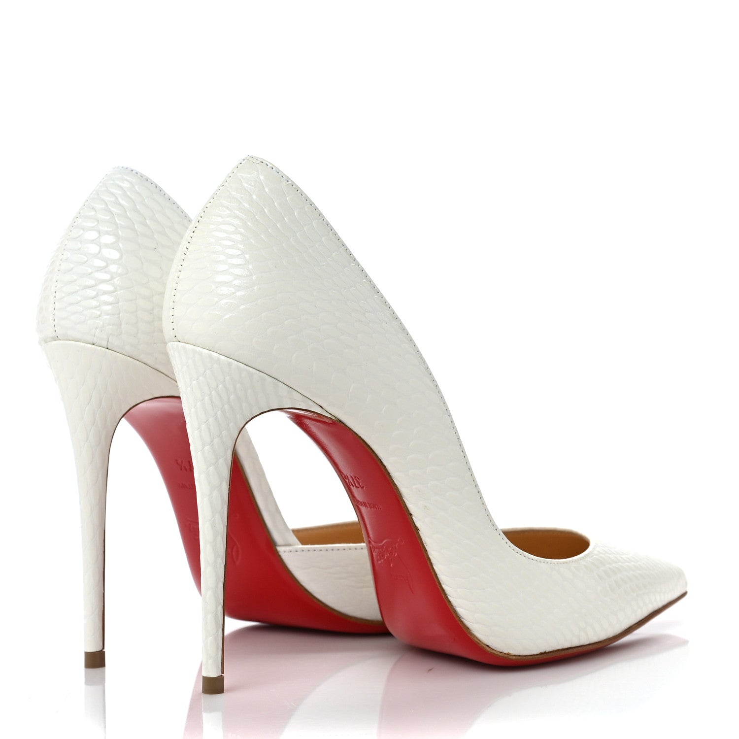 Christian Louboutin Snakeskin Embossed Iriza 100 Pumps 37.5 White 3 of 8