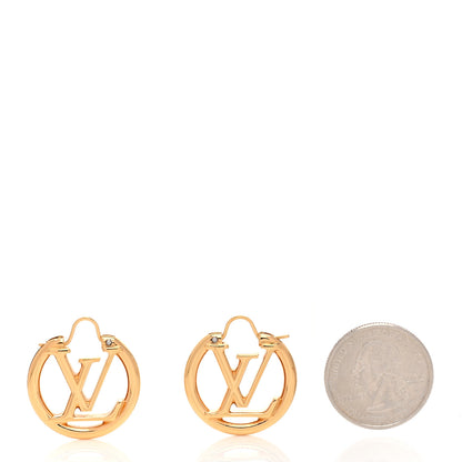 Louis Vuitton Metal Small Louise Hoop Earrings Gold 2 of 4