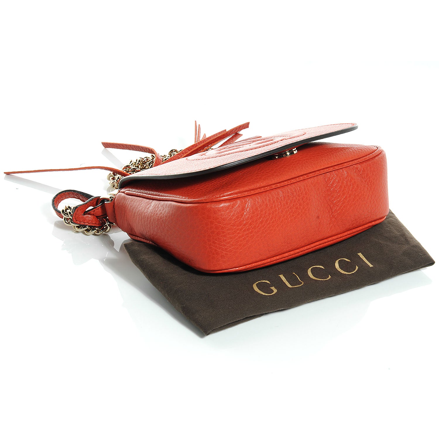 Gucci Pebbled Calfskin Small Soho Flap Crossbody Sun Orange 4 of 8