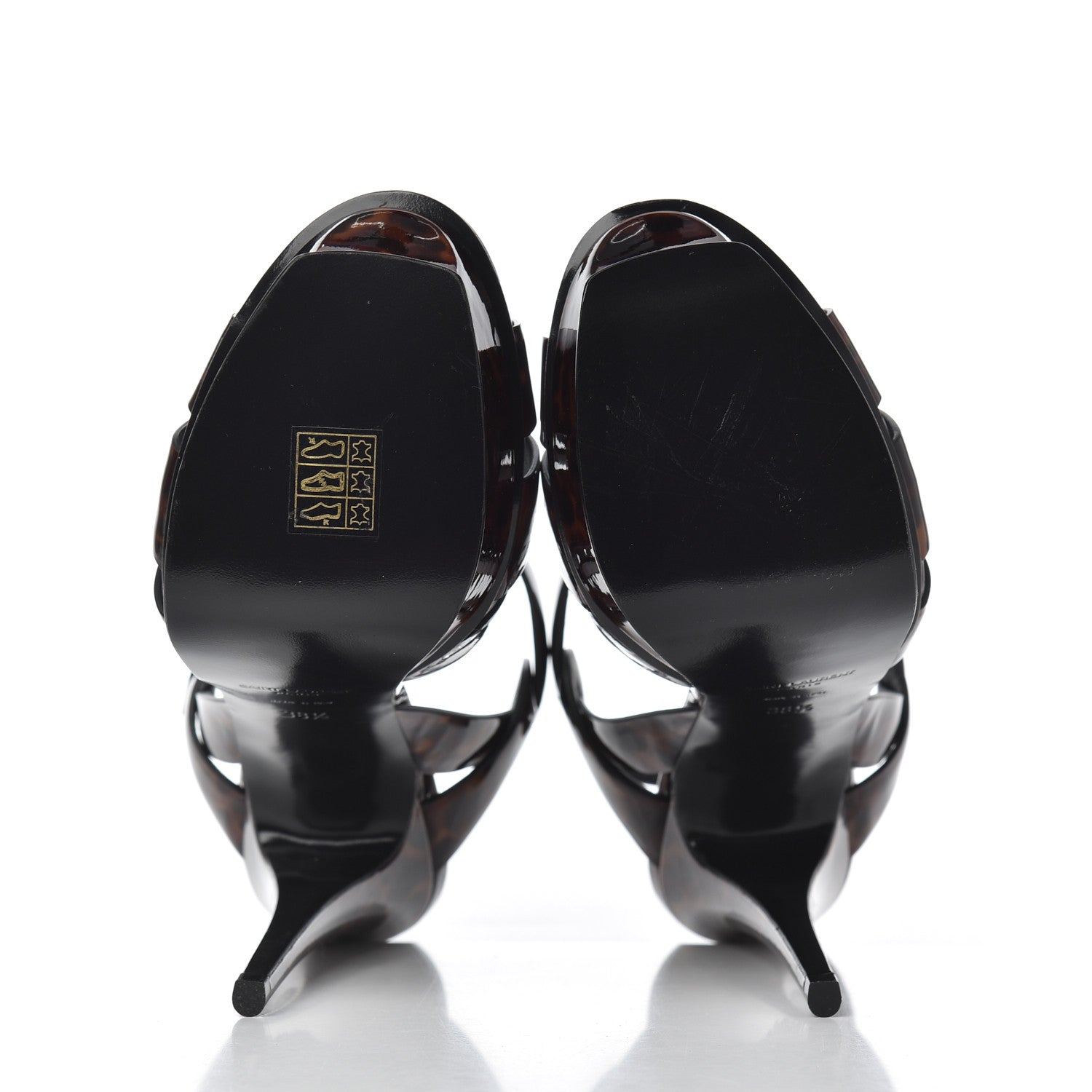 Saint Laurent Patent Tribute 105 Platform Sandals 38.5 Tortoiseshell 5 of 8