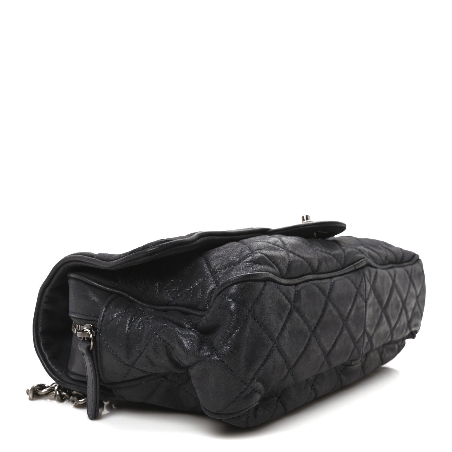 Chanel Iridescent Calfskin Quilted Large Shiva Flap Navy Blue 4 of 10