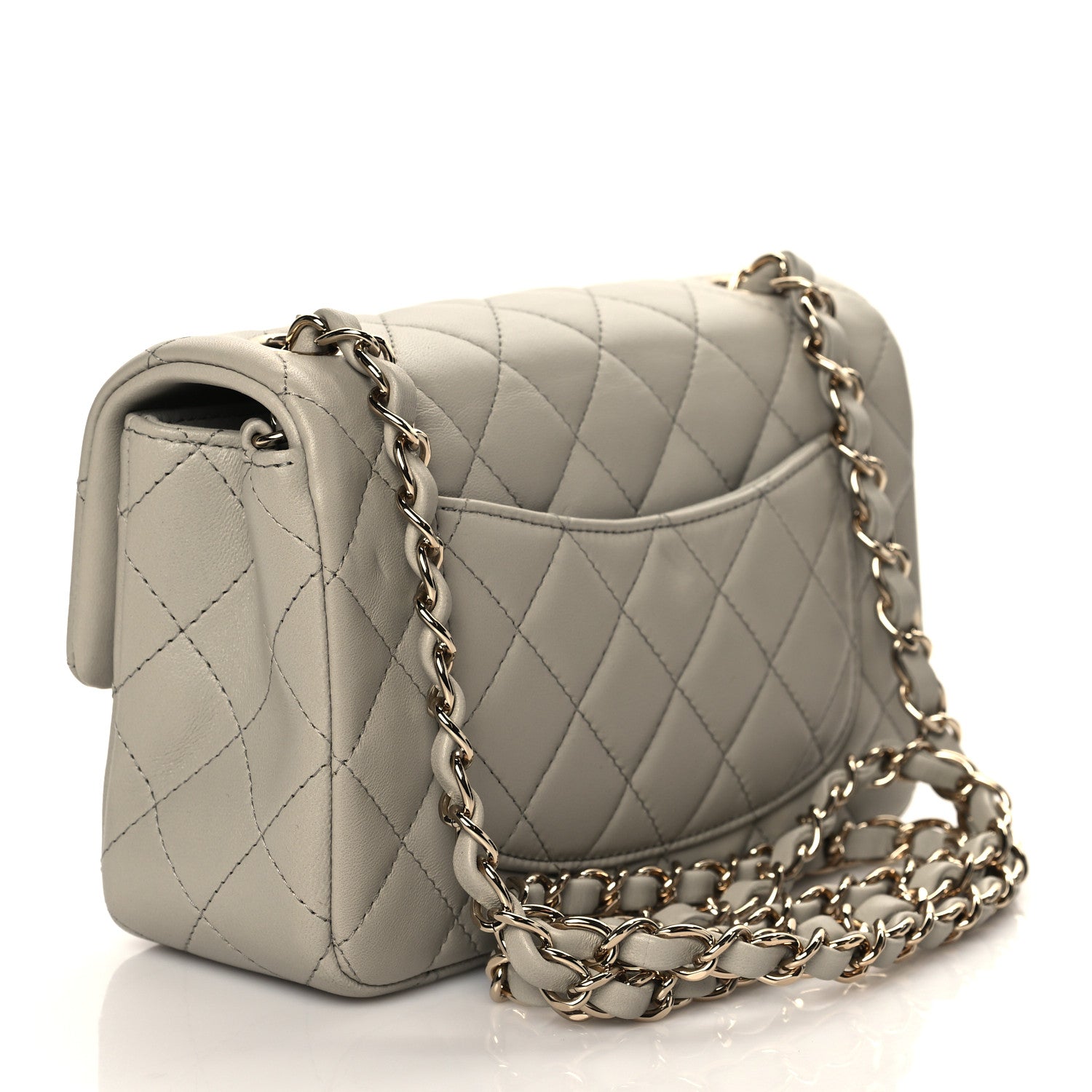 Chanel Lambskin Quilted Mini Rectangular Flap Grey 3 of 11