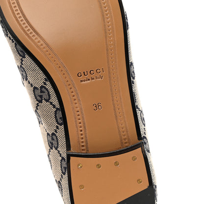 Gucci Monogram Malaga Kid Horsebit Womens Jordaan Loafers 36 Beige Blue 36 Beige Blue 8 of 13