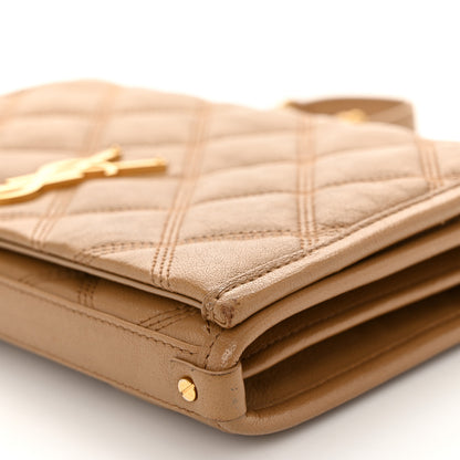 Saint Laurent Lambskin Diamond Quilted Becky Chain Wallet Natural Tan 9 of 11