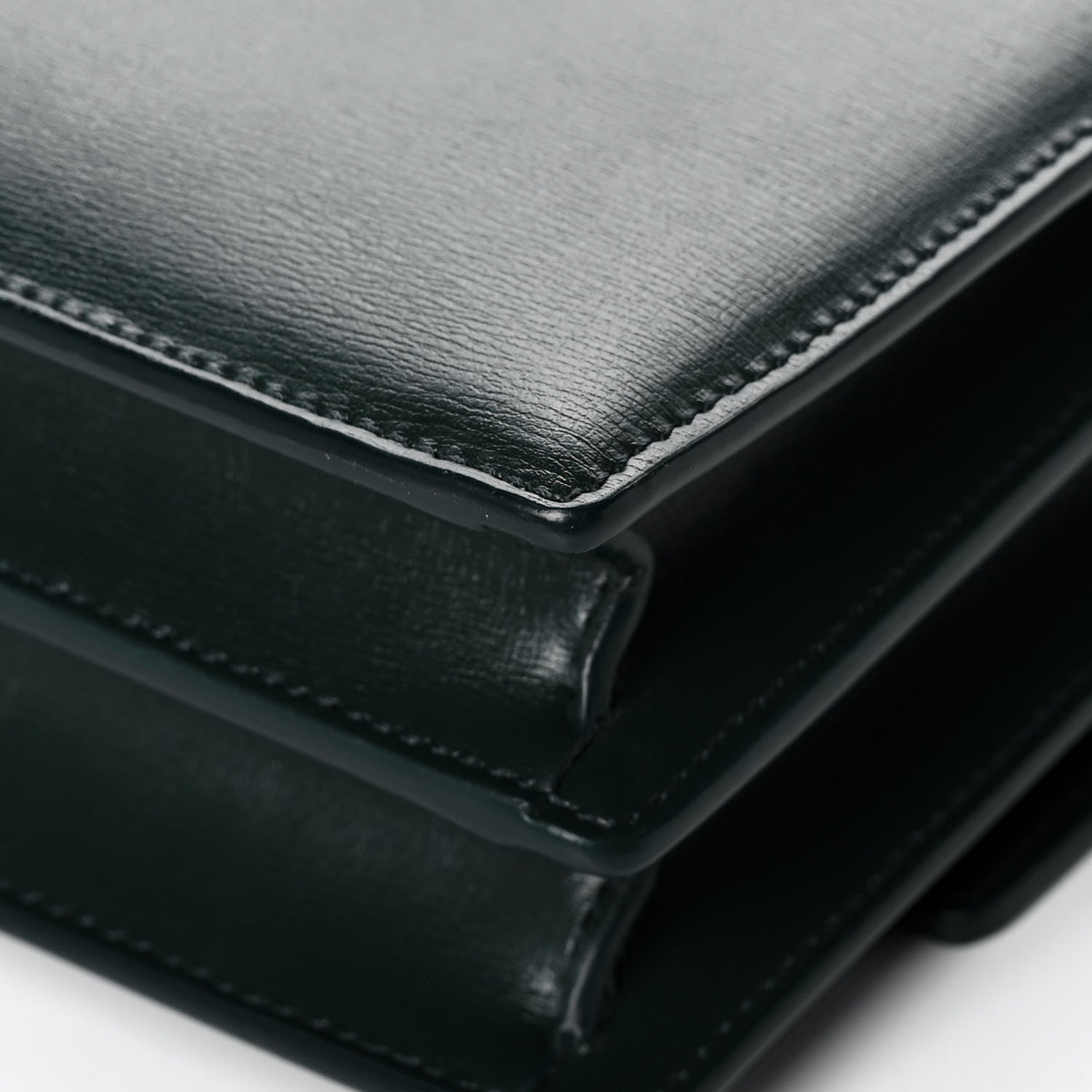 Saint Laurent Calfskin Medium Monogram Sunset Dark Green 13 of 15