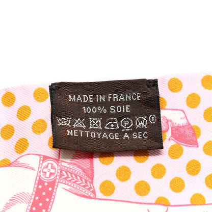 Hermes Silk Cavaliere En Formes Twilly Rose Vert Amande Ocre 3 of 5
